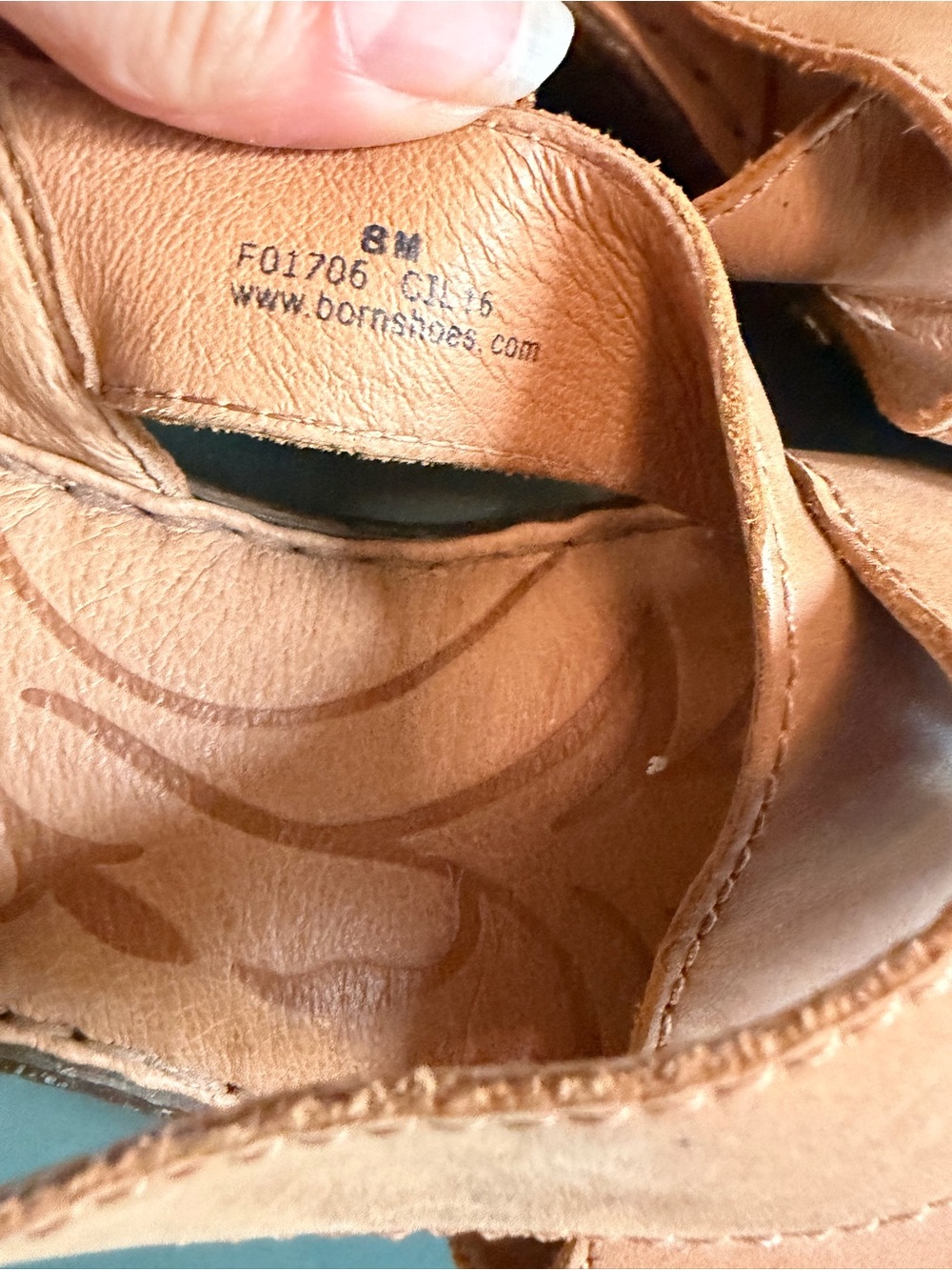 Born Leather ‘Ashley’ Tan Wedge Sandals - Picture 9 of 12